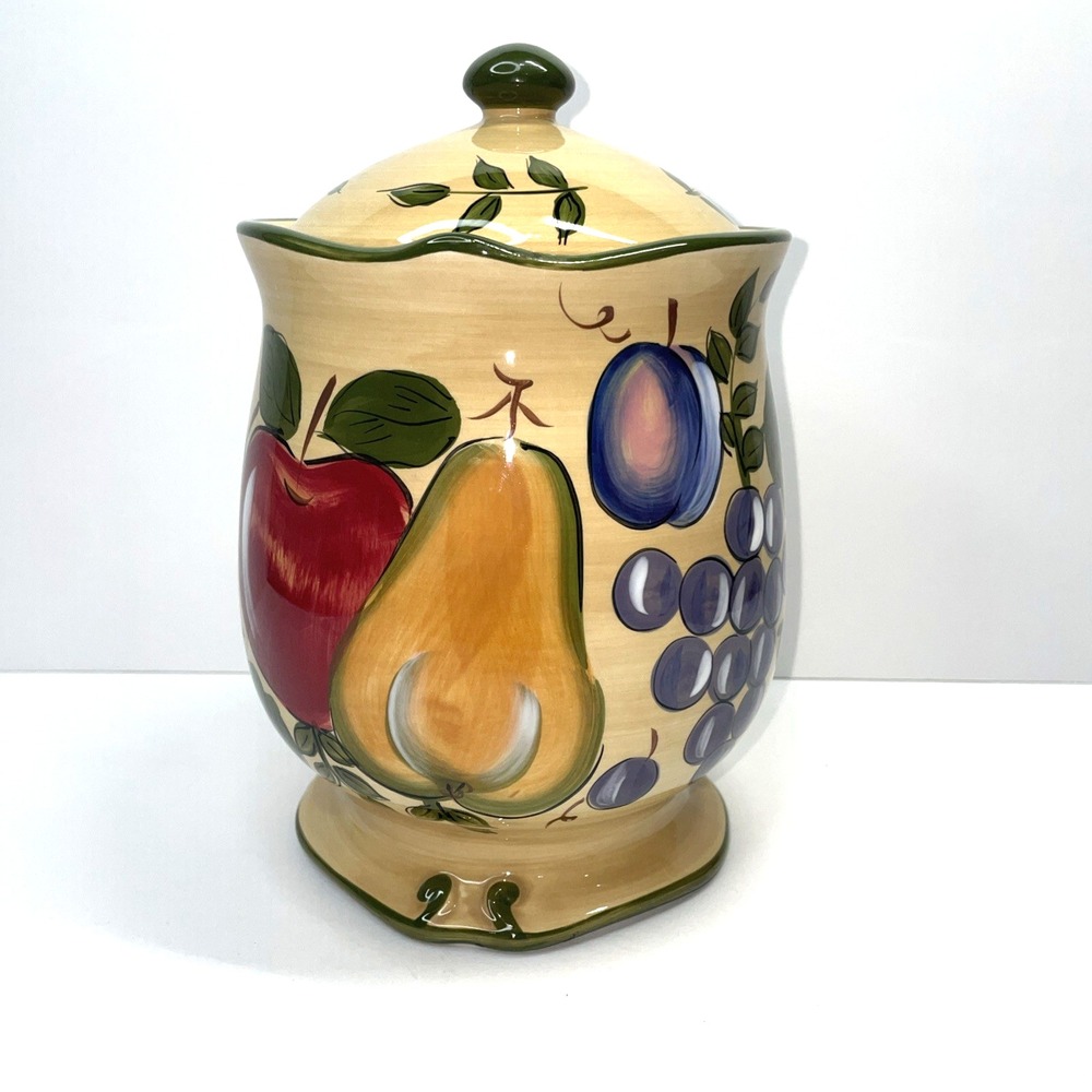 Home Trends Granada 8.5" Small Canister Stoneware With Lid Rubber Seal